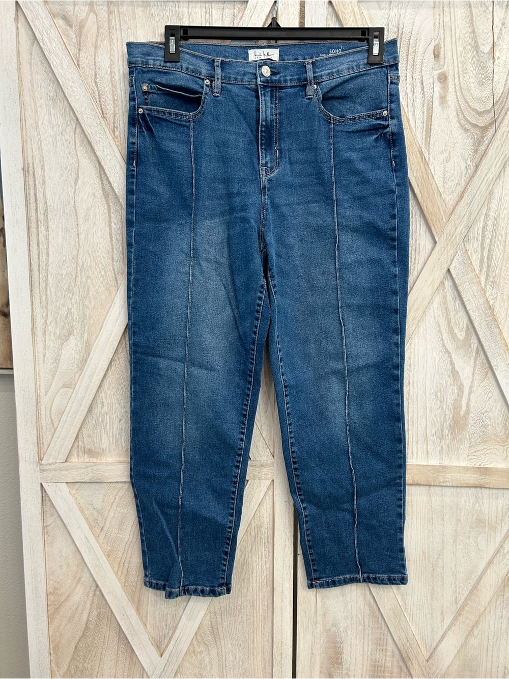 Nicole Miller Dark Blue Straight Leg Jeans with Front Seam